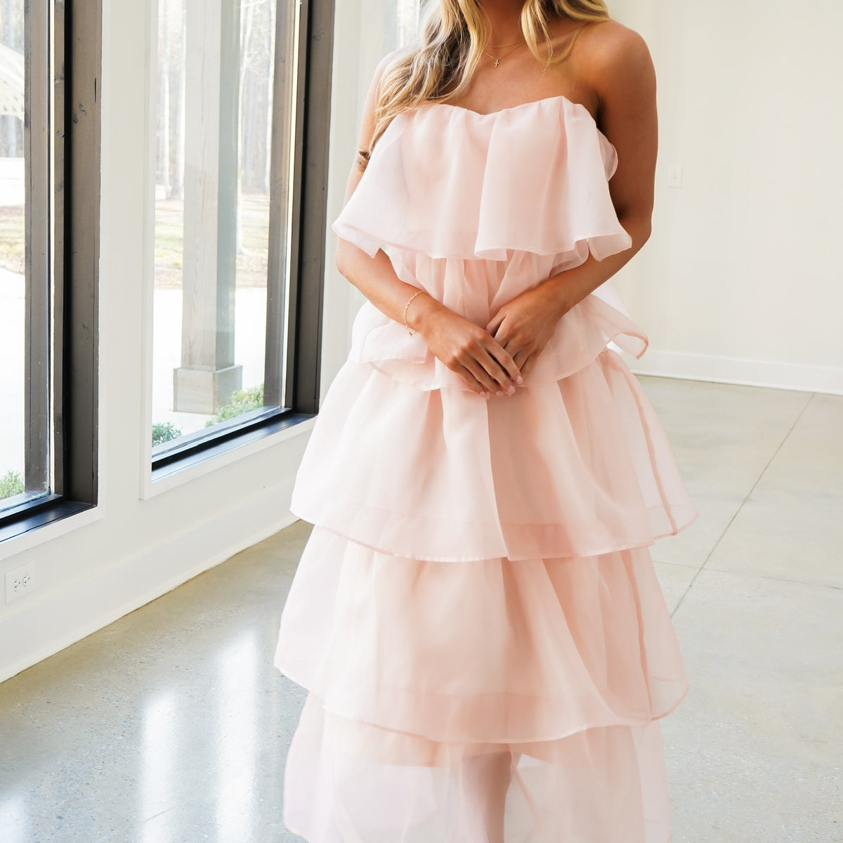 Elena Midi Dress Blush Pink