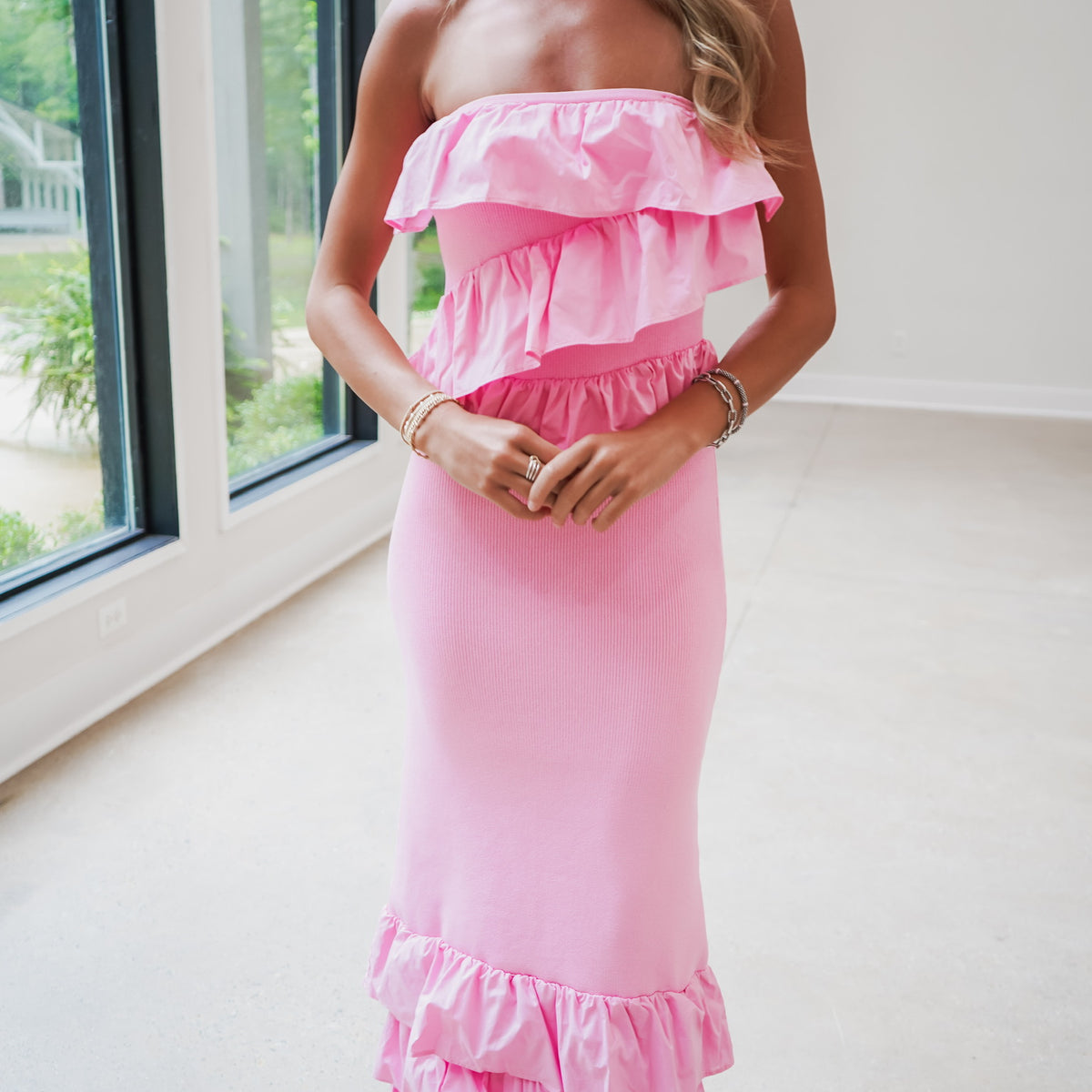 pink rose clothing maxi dress Tia Dorraine Rose Garden Maxi Dress