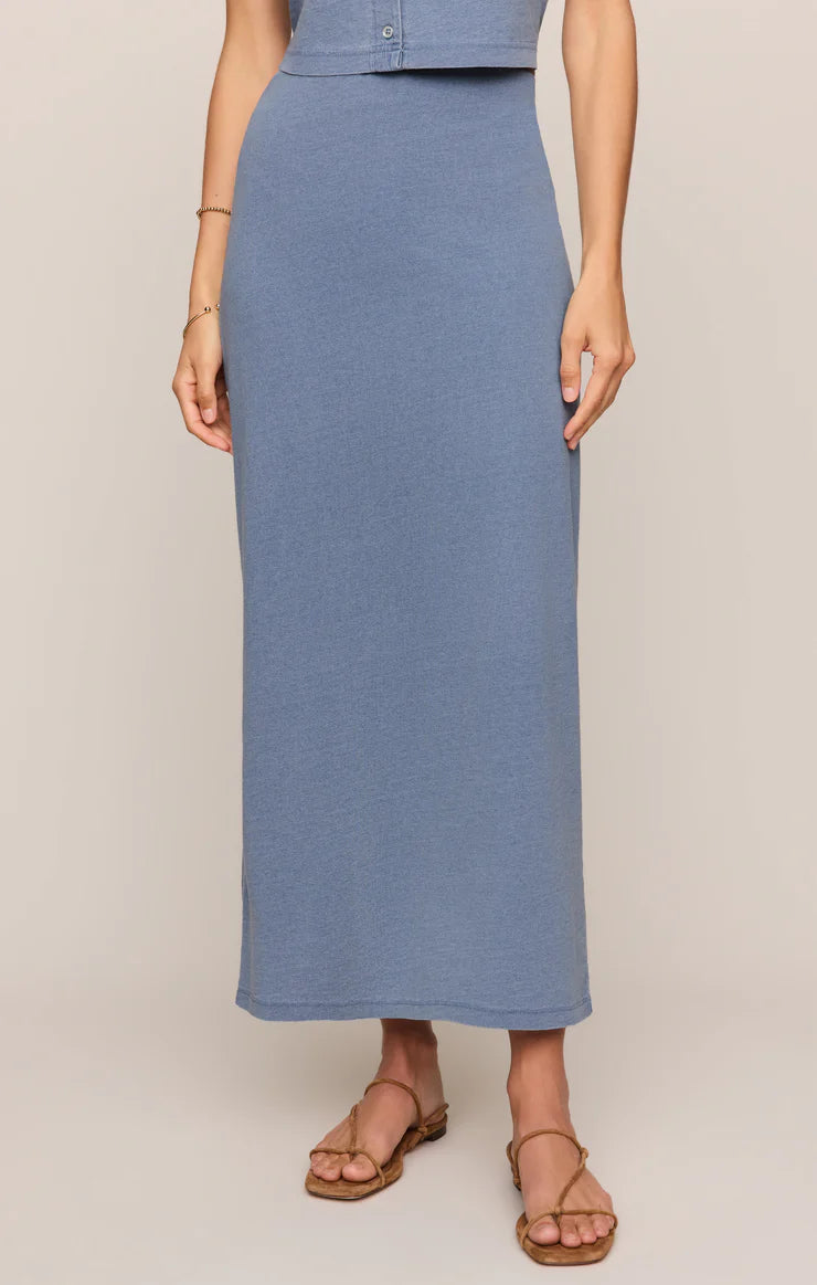 Z SUPPLY Gail Jersey Denim Midi Skirt - Santorini Indigo – South