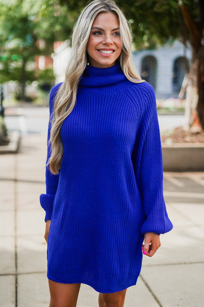 royal blue sweater dress