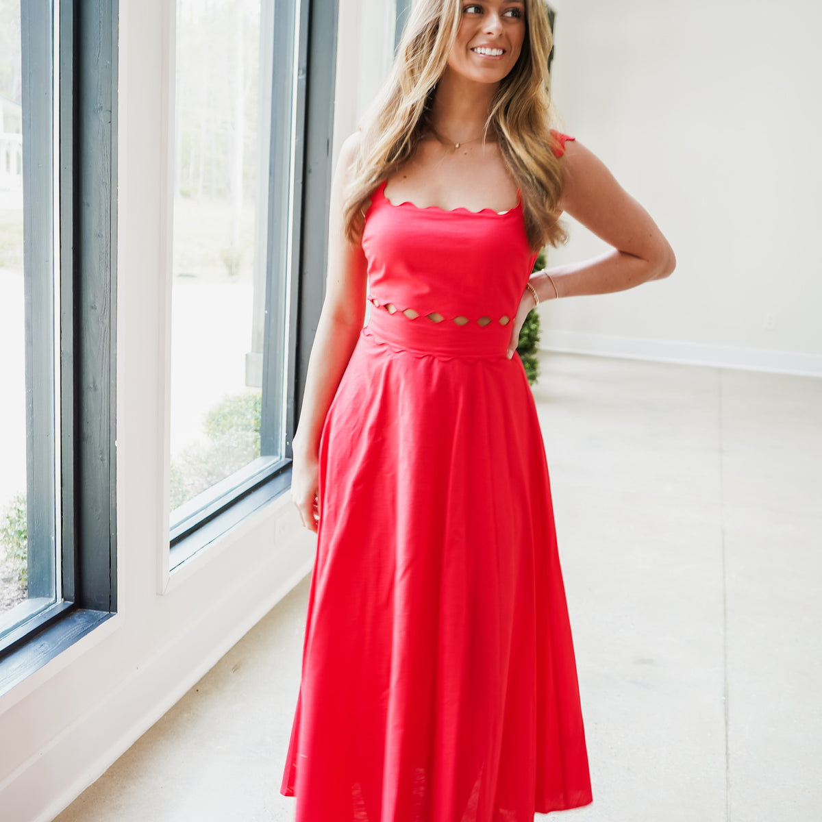 Hutton Midi Dress - Red – South Boutique