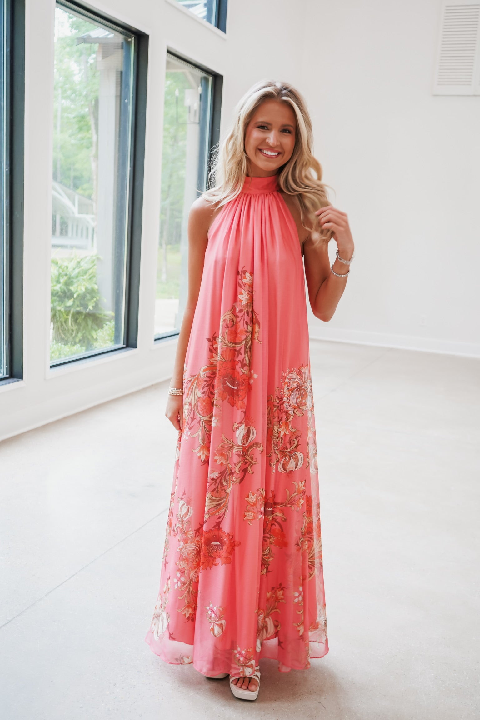 tadashi shoji maxi dress Tadashi Shoji CHQ25199L Long Floral Pleated Formal Dress – The Dress Outlet