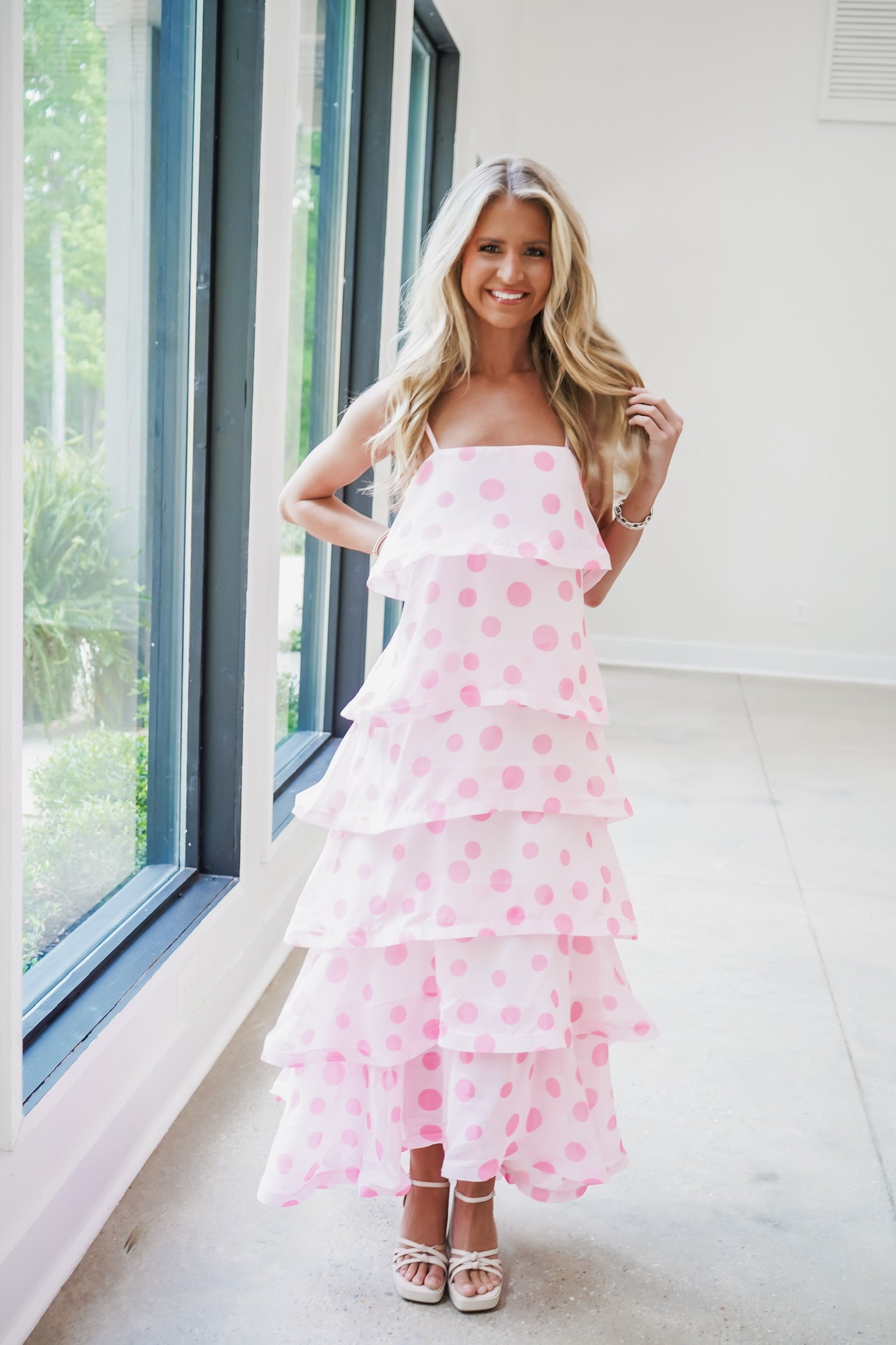 open lace back dress Michelle Maxi Dress - Pink