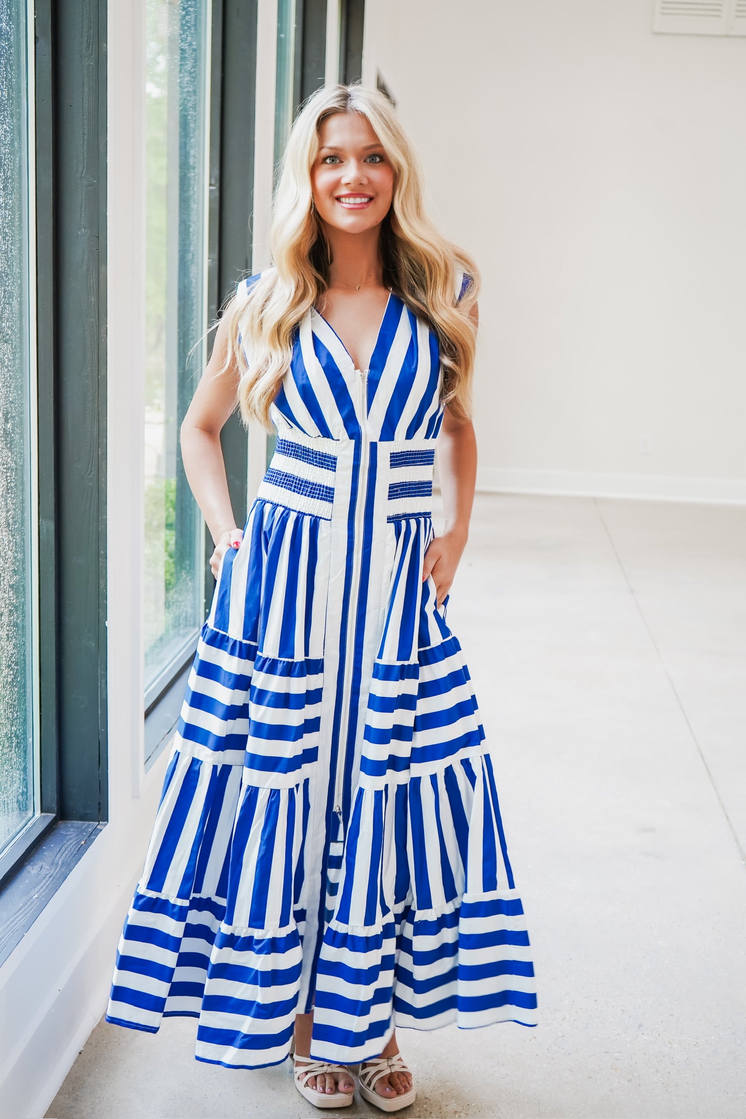 knee length dresses for ladies Cleo Maxi Dress - Blue
