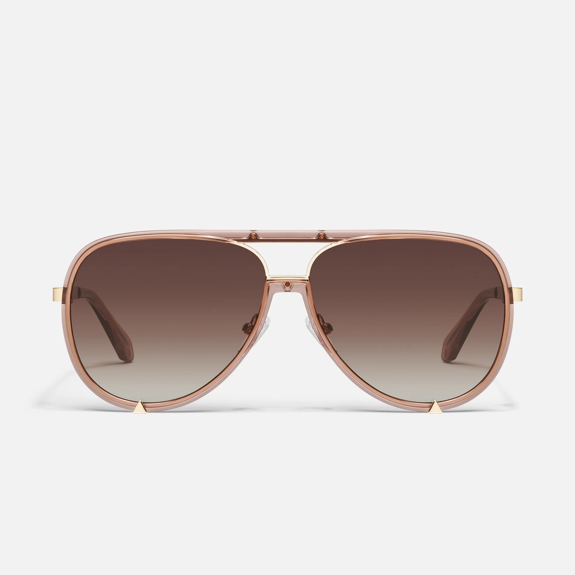 Quay Women's High Profile 51mm Aviator Sunglasses, Womens, Doe/Brown
